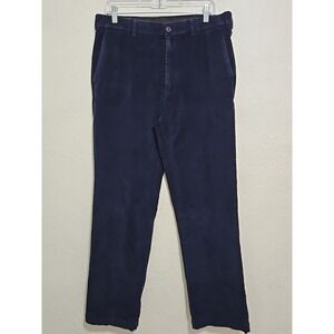 Mens Roundtree & Yorke Navy Blue Corduroy Pants Sz 34x34 Office Acedemia Preppy